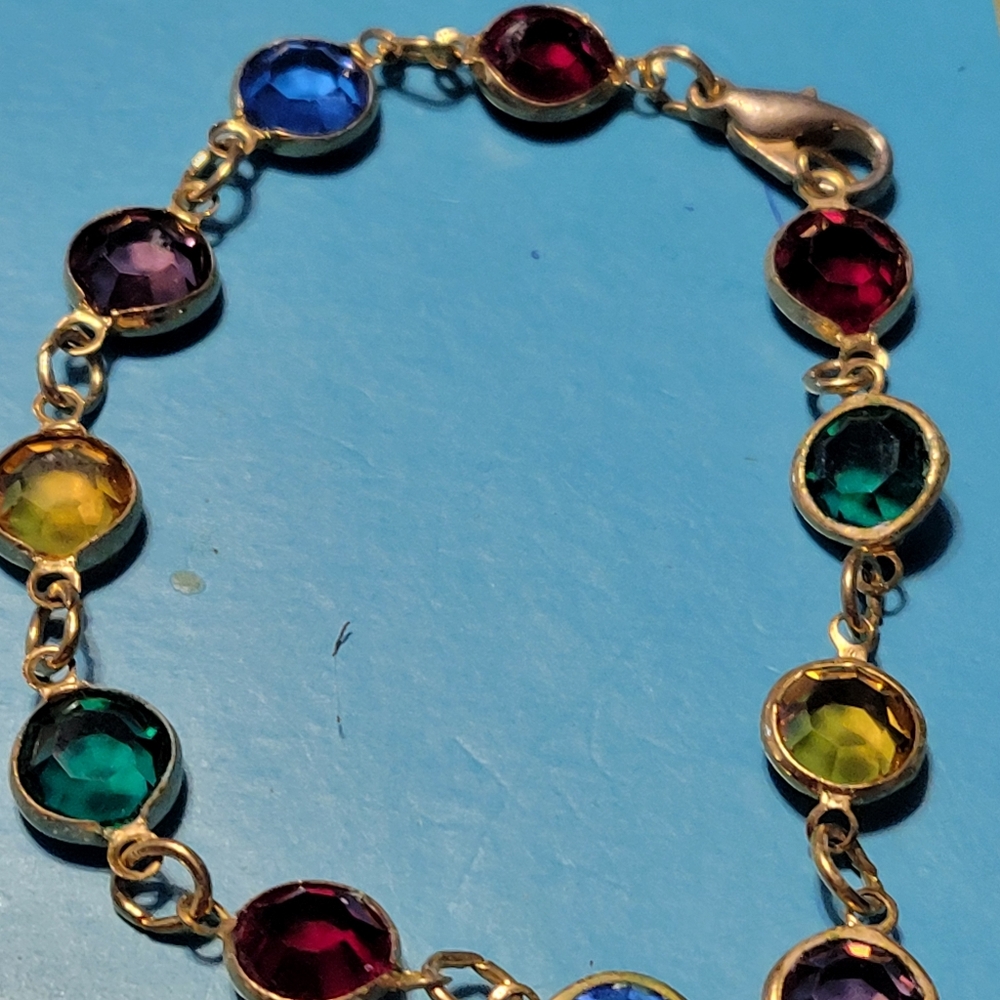 Multicolor Crystal Gemstone Bracelet - image 1